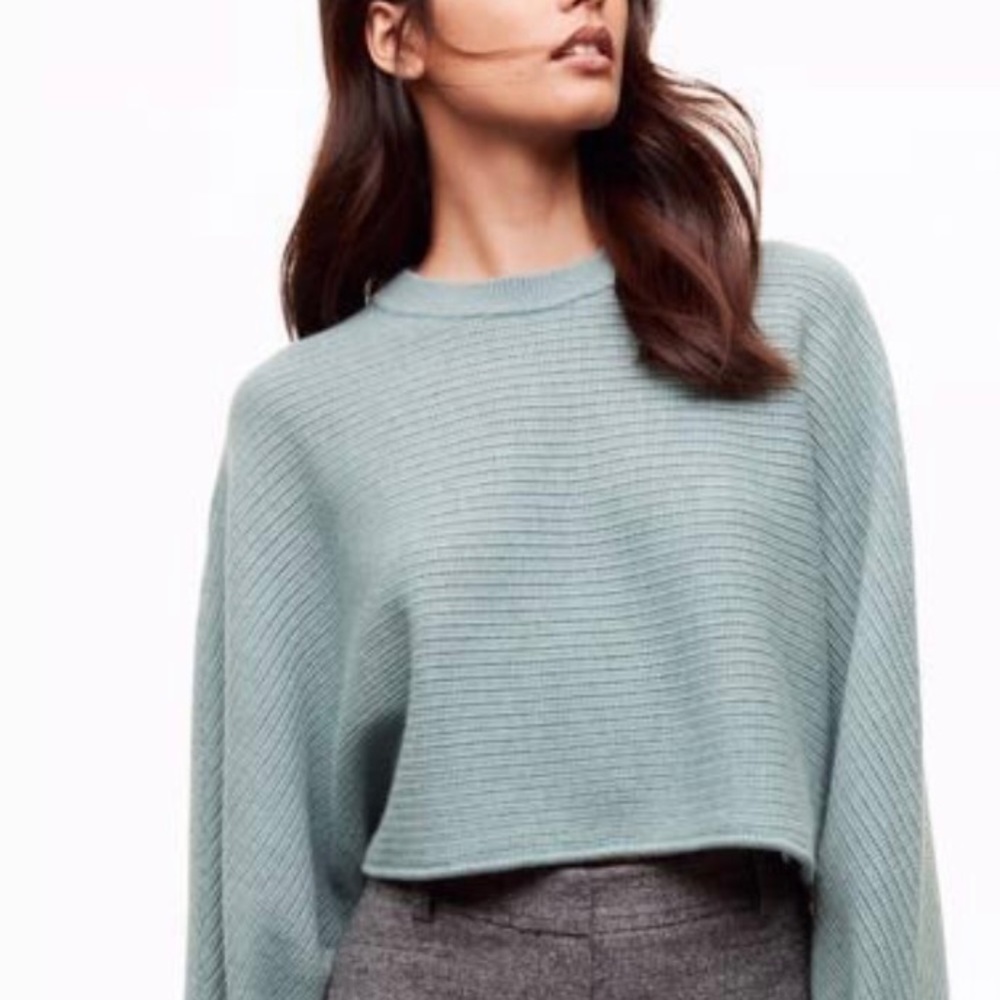 Cropped merino wool sweater
